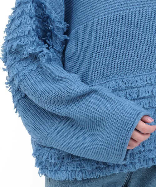 チチカカ（チチカカ）の「ループフリンジニットプルオーバー（ニット/セーター・レディース・グリーン/ライトブルー/チャコールグレー・FREE）」の13枚目の写真