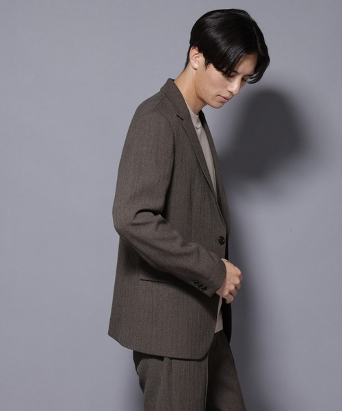 N JACKET BASIC｣ 洗えるMIXツイードストレッチジャケット(セットアップ