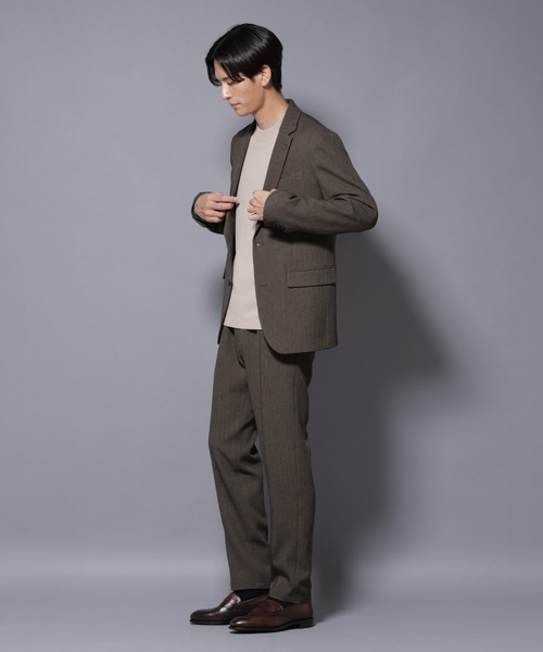 N JACKET BASIC｣ 洗えるMIXツイードストレッチジャケット(セットアップ