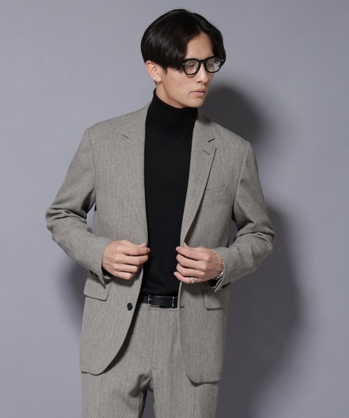 N JACKET BASIC｣ 洗えるMIXツイードストレッチジャケット(セットアップ