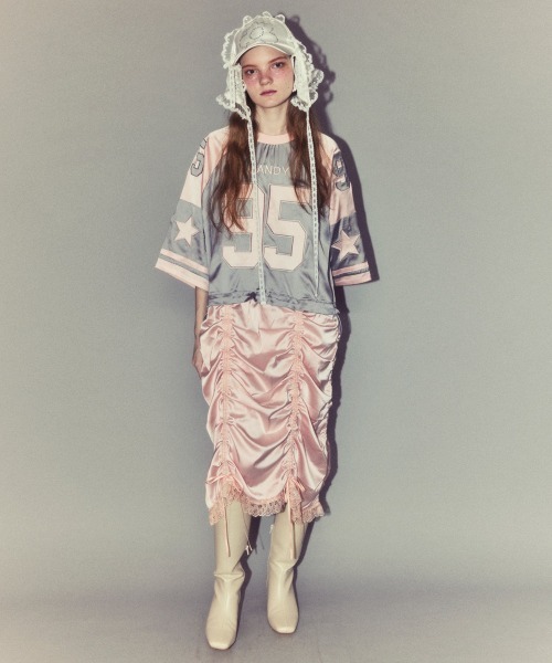 Candy Stripper(キャンディストリッパー)の「NUMBERING SATIN ワンピース(ワンピース・レディース・ブラック/グレー/レッド・FREE)」の3枚目の写真