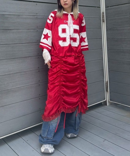 Candy Stripper(キャンディストリッパー)の「NUMBERING SATIN ワンピース(ワンピース・レディース・ブラック/グレー/レッド・FREE)」の1枚目の写真