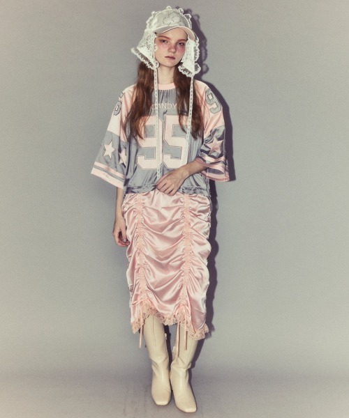 Candy Stripper(キャンディストリッパー)の「NUMBERING SATIN ワンピース(ワンピース・レディース・ブラック/グレー/レッド・FREE)」の4枚目の写真