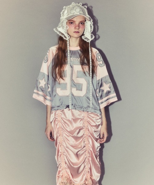 Candy Stripper(キャンディストリッパー)の「NUMBERING SATIN ワンピース(ワンピース・レディース・ブラック/グレー/レッド・FREE)」の6枚目の写真