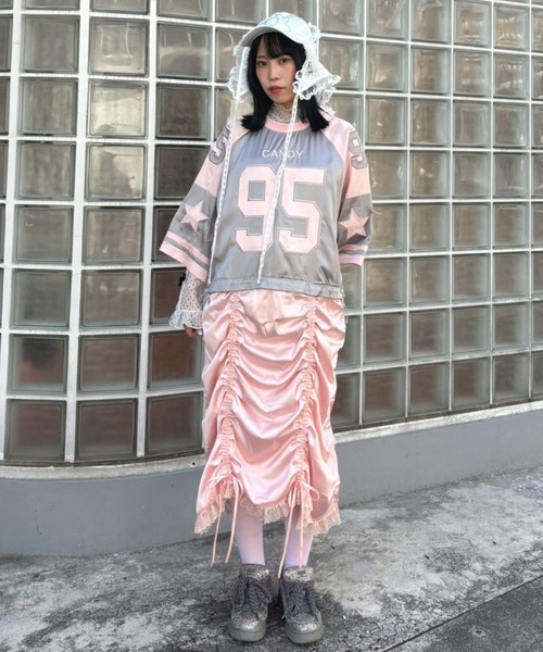 Candy Stripper(キャンディストリッパー)の「NUMBERING SATIN ワンピース(ワンピース・レディース・ブラック/グレー/レッド・FREE)」の15枚目の写真