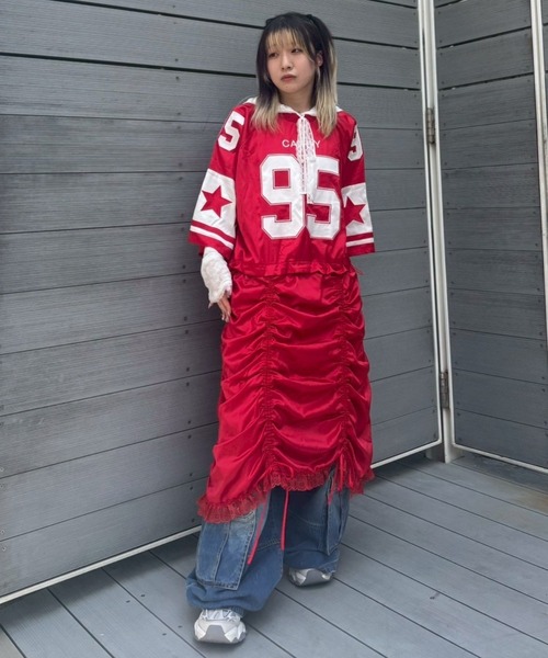 Candy Stripper(キャンディストリッパー)の「NUMBERING SATIN ワンピース(ワンピース・レディース・ブラック/グレー/レッド・FREE)」の8枚目の写真