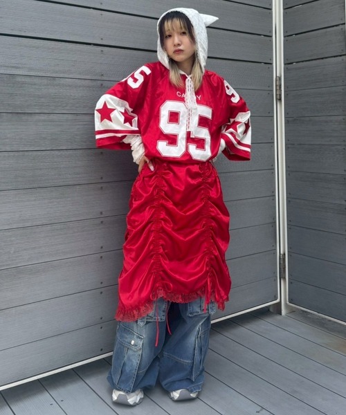 Candy Stripper(キャンディストリッパー)の「NUMBERING SATIN ワンピース(ワンピース・レディース・ブラック/グレー/レッド・FREE)」の12枚目の写真