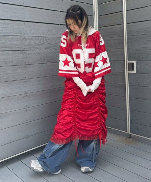 Candy Stripper(キャンディストリッパー)の「NUMBERING SATIN ワンピース(ワンピース・レディース・ブラック/グレー/レッド・FREE)」の9枚目の写真