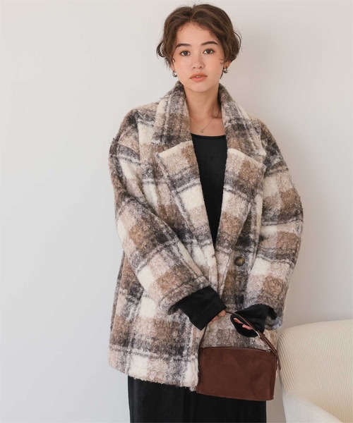 titivate（ティティベイト）の「チェック柄テーラードジャケット（テーラードジャケット・レディース・ブラック/モカ・M）」の8枚目の写真