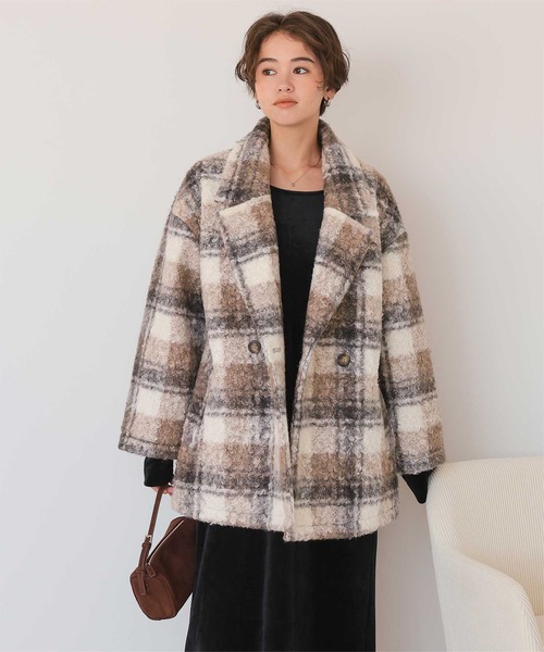 titivate（ティティベイト）の「チェック柄テーラードジャケット（テーラードジャケット・レディース・ブラック/モカ・M）」の4枚目の写真