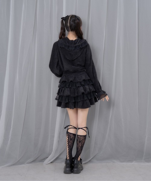 Honey Cinnamon(ハニーシナモン)の「フリルフードトップス(ニット/セーター・レディース・ホワイト/ブラック・FREE)」の12枚目の写真