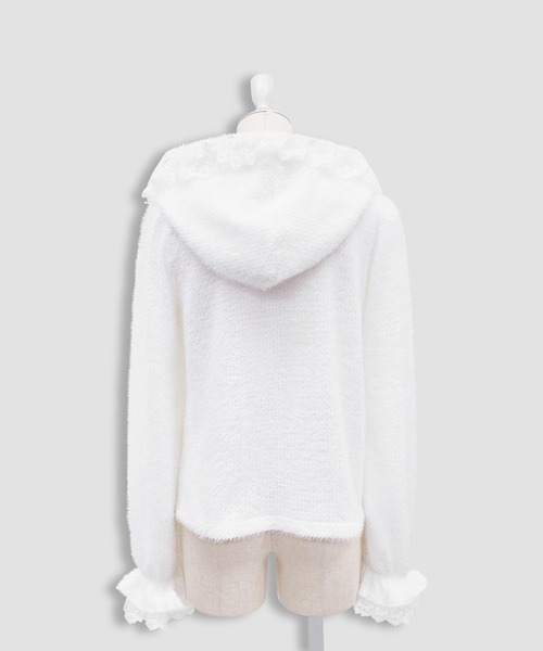 Honey Cinnamon(ハニーシナモン)の「フリルフードトップス(ニット/セーター・レディース・ホワイト/ブラック・FREE)」の9枚目の写真