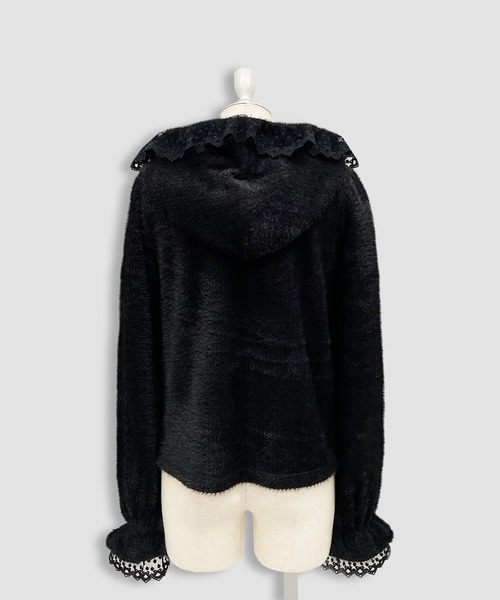 Honey Cinnamon(ハニーシナモン)の「フリルフードトップス(ニット/セーター・レディース・ホワイト/ブラック・FREE)」の15枚目の写真