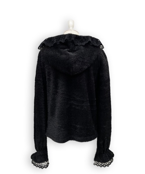 Honey Cinnamon(ハニーシナモン)の「フリルフードトップス(ニット/セーター・レディース・ホワイト/ブラック・FREE)」の15枚目の写真