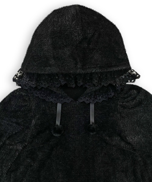 Honey Cinnamon(ハニーシナモン)の「フリルフードトップス(ニット/セーター・レディース・ホワイト/ブラック・FREE)」の16枚目の写真