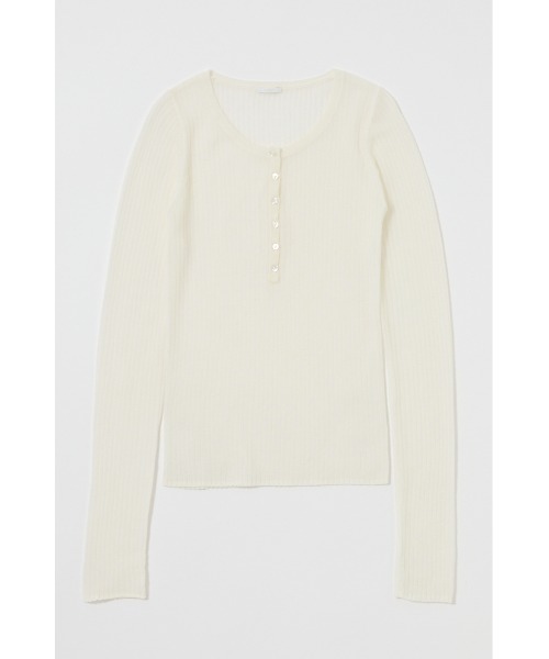 SHEER HENRY NECK KNIT TOP / シアーヘンリーネックニットトップス