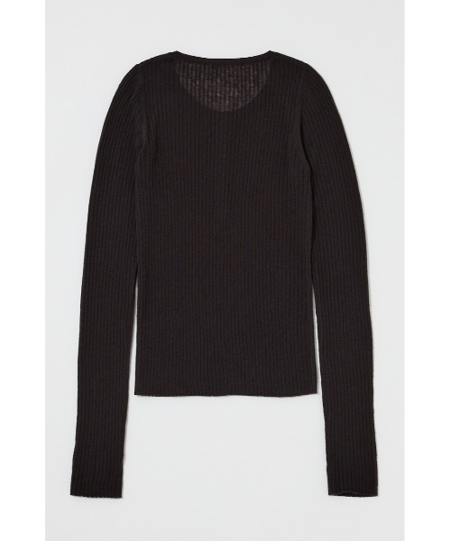 カットソー(長袖/七分) BLACK BY MOUSSY henry neck sheer tops セール】SHEER HENRY NECK KNIT TOP / シアーヘンリーネックニット