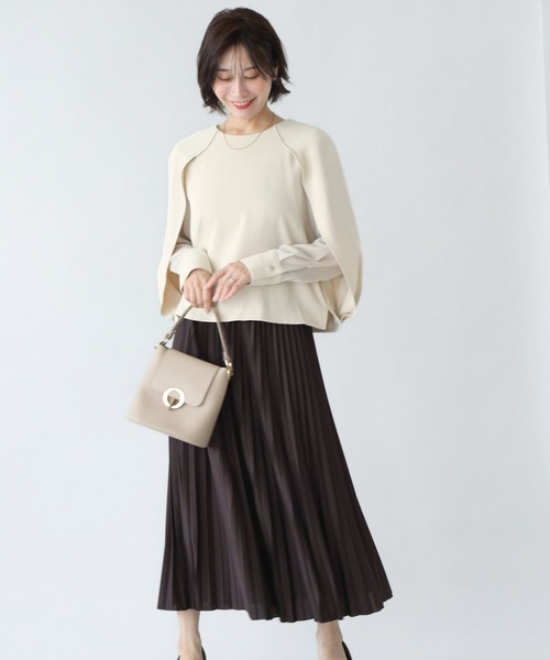 Ehre style（エーレスタイル）の「会食や通勤に 控えめ映え服 ケープ袖ブラウス（シャツ/ブラウス・レディース・ブラック/グレー/ベージュ・FREE）」の16枚目の写真