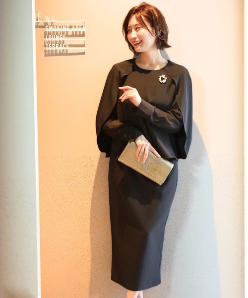 Ehre style（エーレスタイル）の「会食や通勤に 控えめ映え服 ケープ袖ブラウス（シャツ/ブラウス・レディース・ブラック/グレー/ベージュ・FREE）」の17枚目の写真