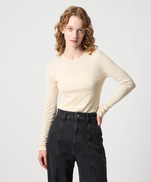 Steven Alan（スティーブンアラン）の「＜Steven Alan＞コットン シルク リブ クルーネック カットソー（Tシャツ/カットソー・レディース・パープル/ネイビー/ベージュ/オフホワイト・FREE）」の2枚目の写真