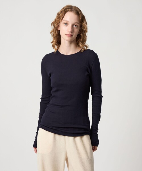 Steven Alan（スティーブンアラン）の「＜Steven Alan＞コットン シルク リブ クルーネック カットソー（Tシャツ/カットソー・レディース・パープル/ネイビー/ベージュ/オフホワイト・FREE）」の8枚目の写真