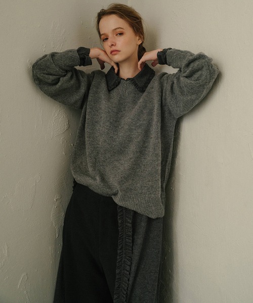 セール】Vネックニットプルオーバー / V-Neck Knit Pullover（ニット