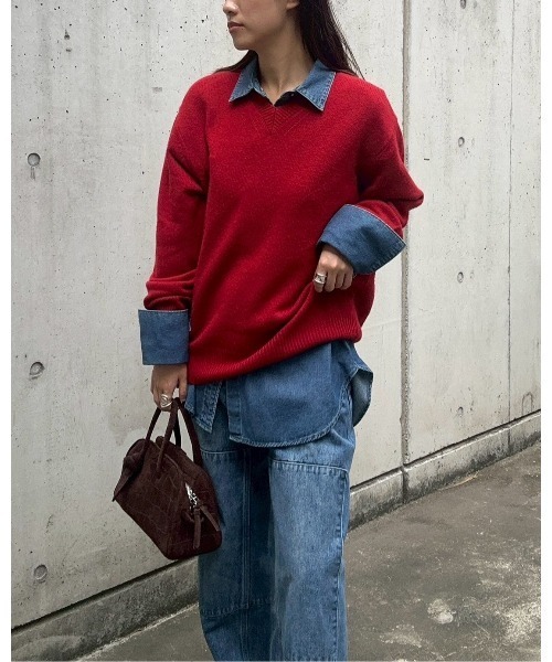 LE CIEL BLEU(ルシェルブルー)の「Vネックニットプルオーバー / V-Neck Knit Pullover(ニット/セーター・レディース・グレー/ブルー/ライトグリーン/ブラウン/ホワイト/レッド/ピンク/ブラック/ライトブルー・36)」の9枚目の写真