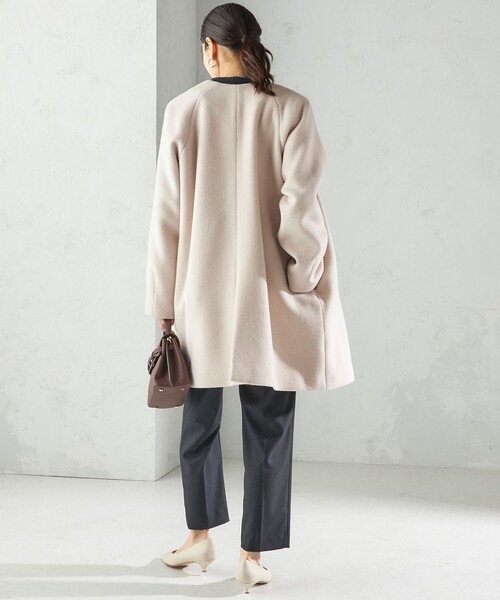 SHIPS(シップス)の「Pure SUPER100 ノーカラー コート(ノーカラーコート・レディース・ブルー系/ベージュ系/ブラック・36/38)」の7枚目の写真