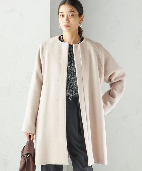 SHIPS(シップス)の「Pure SUPER100 ノーカラー コート(ノーカラーコート・レディース・ブルー系/ベージュ系/ブラック・36/38)」の8枚目の写真