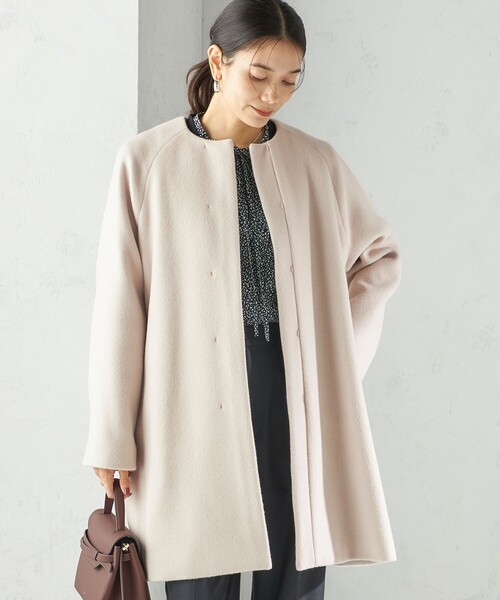 SHIPS(シップス)の「Pure SUPER100 ノーカラー コート(ノーカラーコート・レディース・ブルー系/ベージュ系/ブラック・36/38)」の10枚目の写真