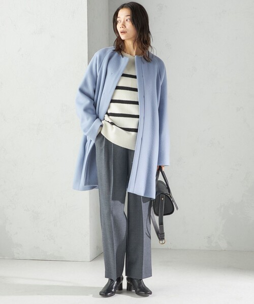 SHIPS(シップス)の「Pure SUPER100 ノーカラー コート(ノーカラーコート・レディース・ブルー系/ベージュ系/ブラック・36/38)」の12枚目の写真