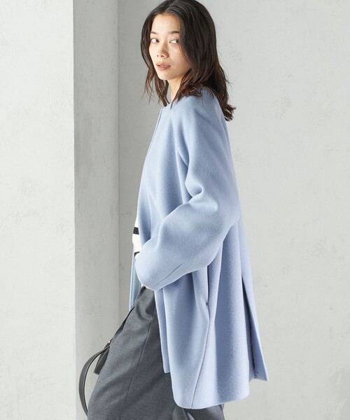 SHIPS(シップス)の「Pure SUPER100 ノーカラー コート(ノーカラーコート・レディース・ブルー系/ベージュ系/ブラック・36/38)」の16枚目の写真