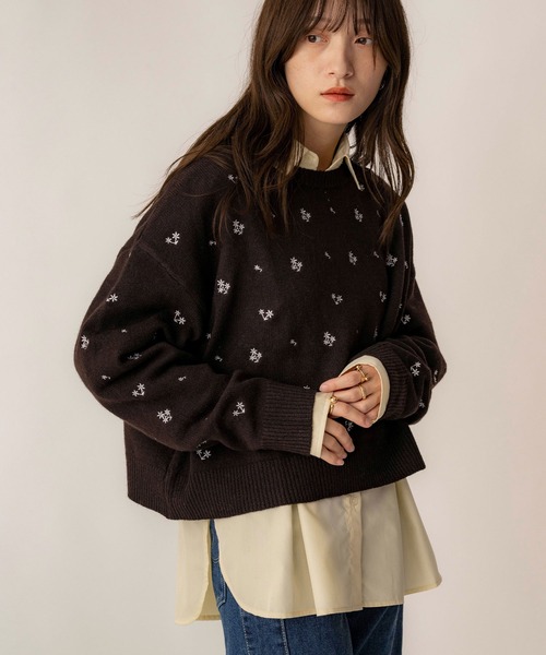 NOAHL（ノアル）の「【NOAHL】フラワー刺繍ニットプルオーバー（ニット/セーター・レディース・ブラウン/ベージュ・FREE）」の19枚目の写真