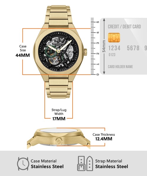 ARMANI EXCHANGE(アルマーニエクスチェンジ)の「アルマーニ・エクスチェンジ 腕時計 メンズ アナログ ステンレス AX4194(アナログ腕時計・メンズ・ゴールド・FREE)」の6枚目の写真