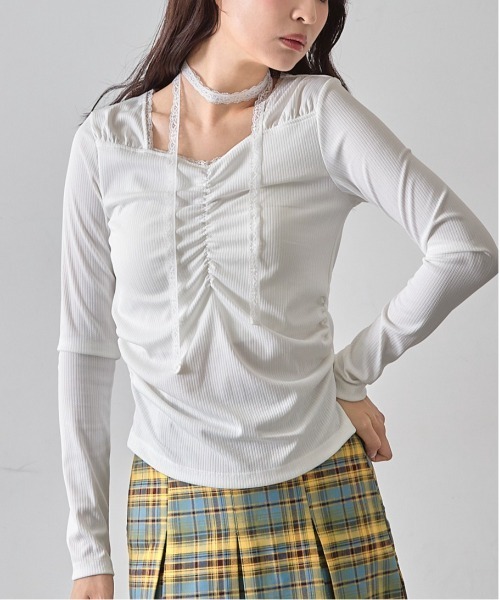 mul.（ムル）の「レースタイ付きリブフリルトップス（Tシャツ/カットソー・レディース・ホワイト/ブラック・FREE）」の22枚目の写真