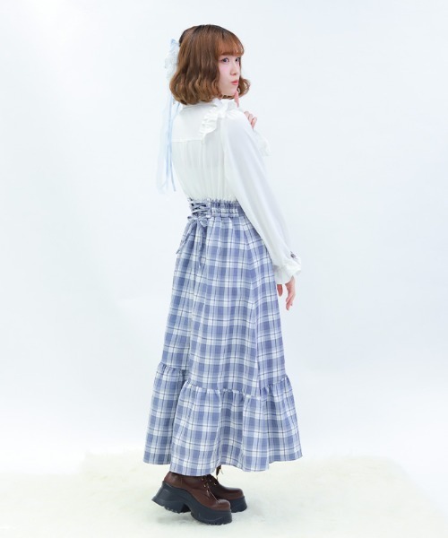 axes femme POETIQUE（アクシーズファムポエティック）の「ハイウエストドッキングワンピース（ワンピース・レディース・ブラウン/ブラック/サックスブルー・MEDIUM）」の3枚目の写真