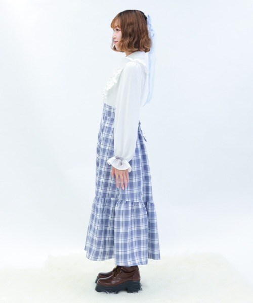 axes femme POETIQUE（アクシーズファムポエティック）の「ハイウエストドッキングワンピース（ワンピース・レディース・ブラウン/ブラック/サックスブルー・MEDIUM）」の9枚目の写真