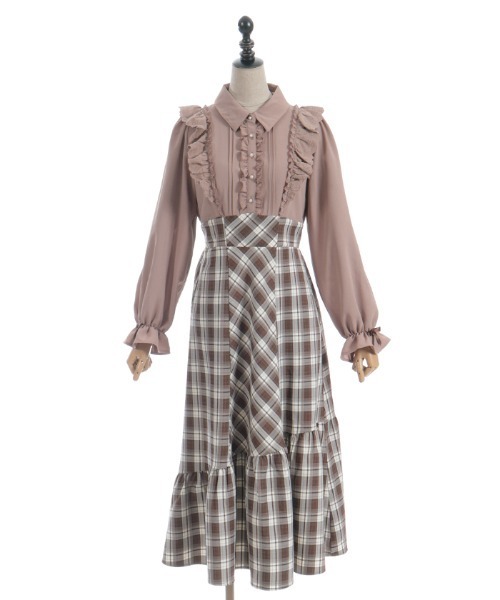 axes femme POETIQUE（アクシーズファムポエティック）の「ハイウエストドッキングワンピース（ワンピース・レディース・ブラウン/ブラック/サックスブルー・MEDIUM）」の15枚目の写真