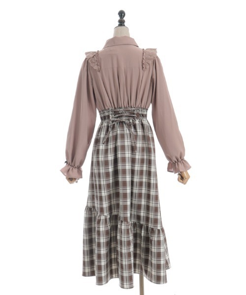 axes femme POETIQUE（アクシーズファムポエティック）の「ハイウエストドッキングワンピース（ワンピース・レディース・ブラウン/ブラック/サックスブルー・MEDIUM）」の17枚目の写真