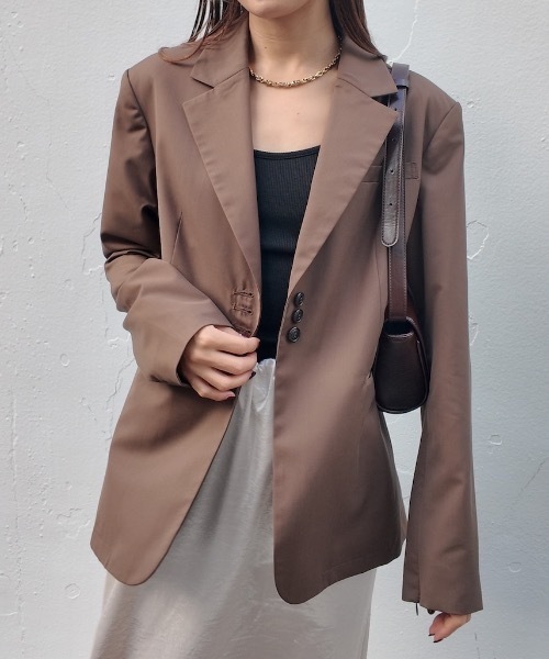 CIEL'AIR(シエルエアー)の「SLIT JACKET(スリットジャケット)(テーラードジャケット・レディース・ブラウン/グレー・MEDIUM)」の2枚目の写真