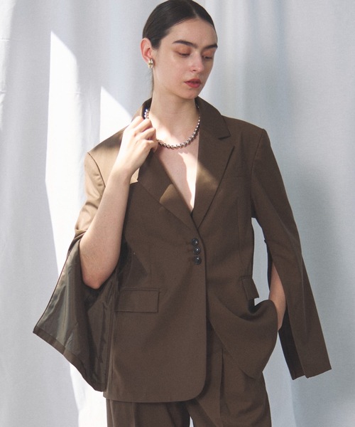 CIEL'AIR(シエルエアー)の「SLIT JACKET(スリットジャケット)(テーラードジャケット・レディース・ブラウン/グレー・MEDIUM)」の17枚目の写真