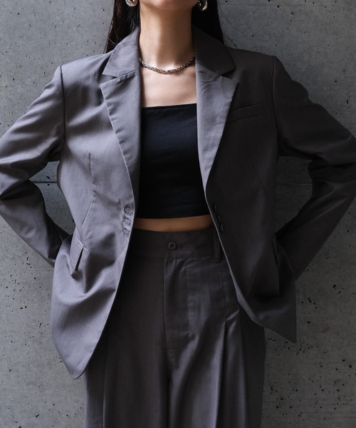 CIEL'AIR(シエルエアー)の「SLIT JACKET(スリットジャケット)(テーラードジャケット・レディース・ブラウン/グレー・MEDIUM)」の6枚目の写真