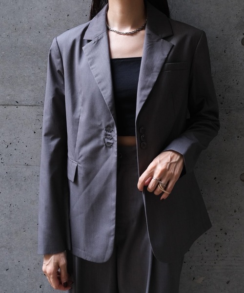 CIEL'AIR(シエルエアー)の「SLIT JACKET(スリットジャケット)(テーラードジャケット・レディース・ブラウン/グレー・MEDIUM)」の8枚目の写真