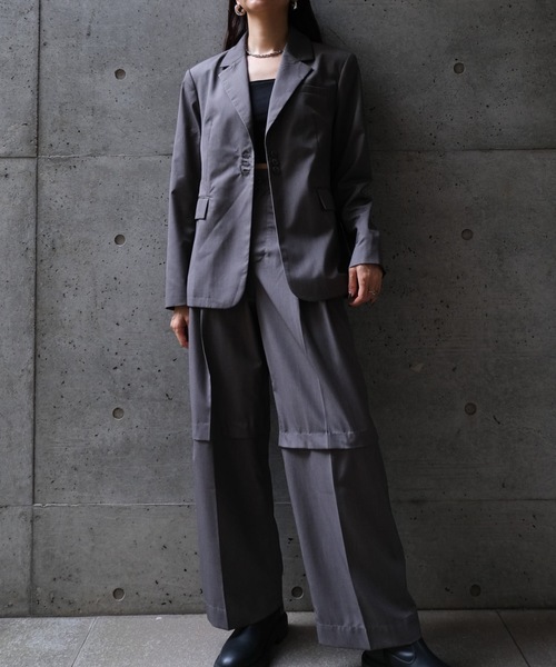 CIEL'AIR(シエルエアー)の「SLIT JACKET(スリットジャケット)(テーラードジャケット・レディース・ブラウン/グレー・MEDIUM)」の9枚目の写真