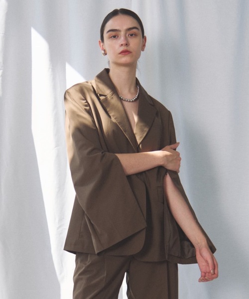 CIEL'AIR(シエルエアー)の「SLIT JACKET(スリットジャケット)(テーラードジャケット・レディース・ブラウン/グレー・MEDIUM)」の16枚目の写真