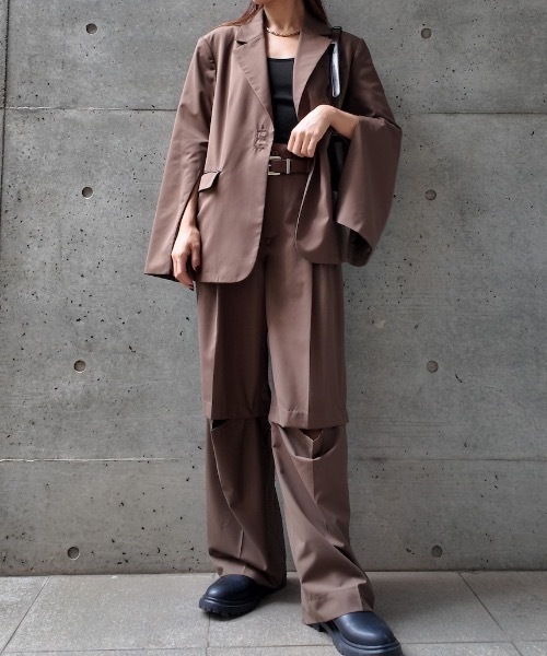CIEL'AIR(シエルエアー)の「SLIT JACKET(スリットジャケット)(テーラードジャケット・レディース・ブラウン/グレー・MEDIUM)」の12枚目の写真
