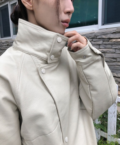 UNE MANSION（ユヌマンション）の「ユニークポイントハイネックオーバーサイズファネルジャケット（テーラードジャケット・レディース・アイボリー/ブラック・FREE）」の14枚目の写真