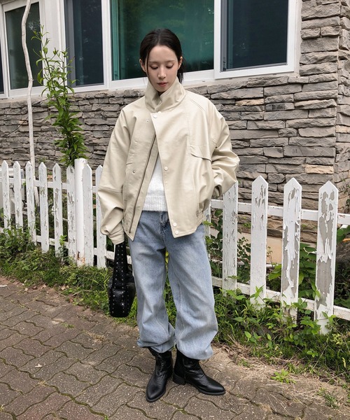 UNE MANSION（ユヌマンション）の「ユニークポイントハイネックオーバーサイズファネルジャケット（テーラードジャケット・レディース・アイボリー/ブラック・FREE）」の17枚目の写真