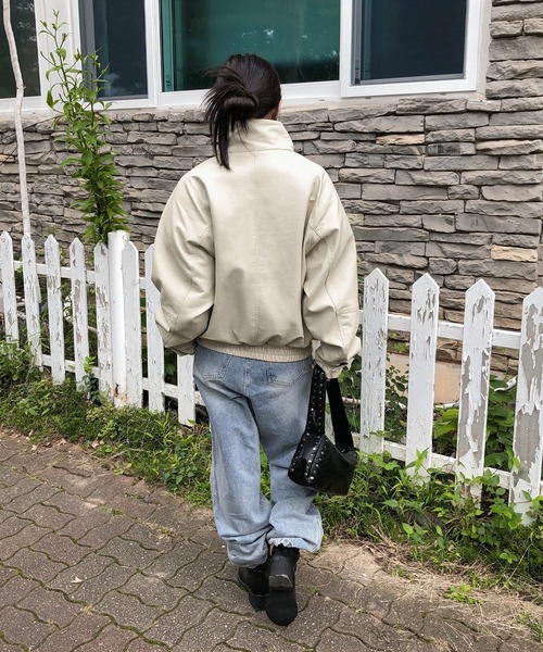 UNE MANSION（ユヌマンション）の「ユニークポイントハイネックオーバーサイズファネルジャケット（テーラードジャケット・レディース・アイボリー/ブラック・FREE）」の18枚目の写真