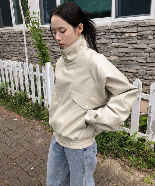 UNE MANSION（ユヌマンション）の「ユニークポイントハイネックオーバーサイズファネルジャケット（テーラードジャケット・レディース・アイボリー/ブラック・FREE）」の20枚目の写真